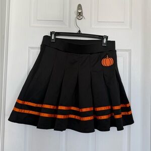 Spirit Black Skater Skirt with Orange Stripes